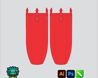 Boxing Bullet Bag Mock up Editable 2D Mbl Tech pack Streetwear Clothing Vector template Wide fit Adobe Illustrator, PNG, SVG, PDF,cdr Files