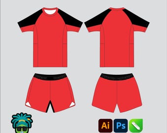 Męski rash guard Mock up Edytowalny 2D Tech pack Streetwear Odzież Szablon wektorowy Adobe Illustrator PNG, SVG, PDF, cdr Pliki
