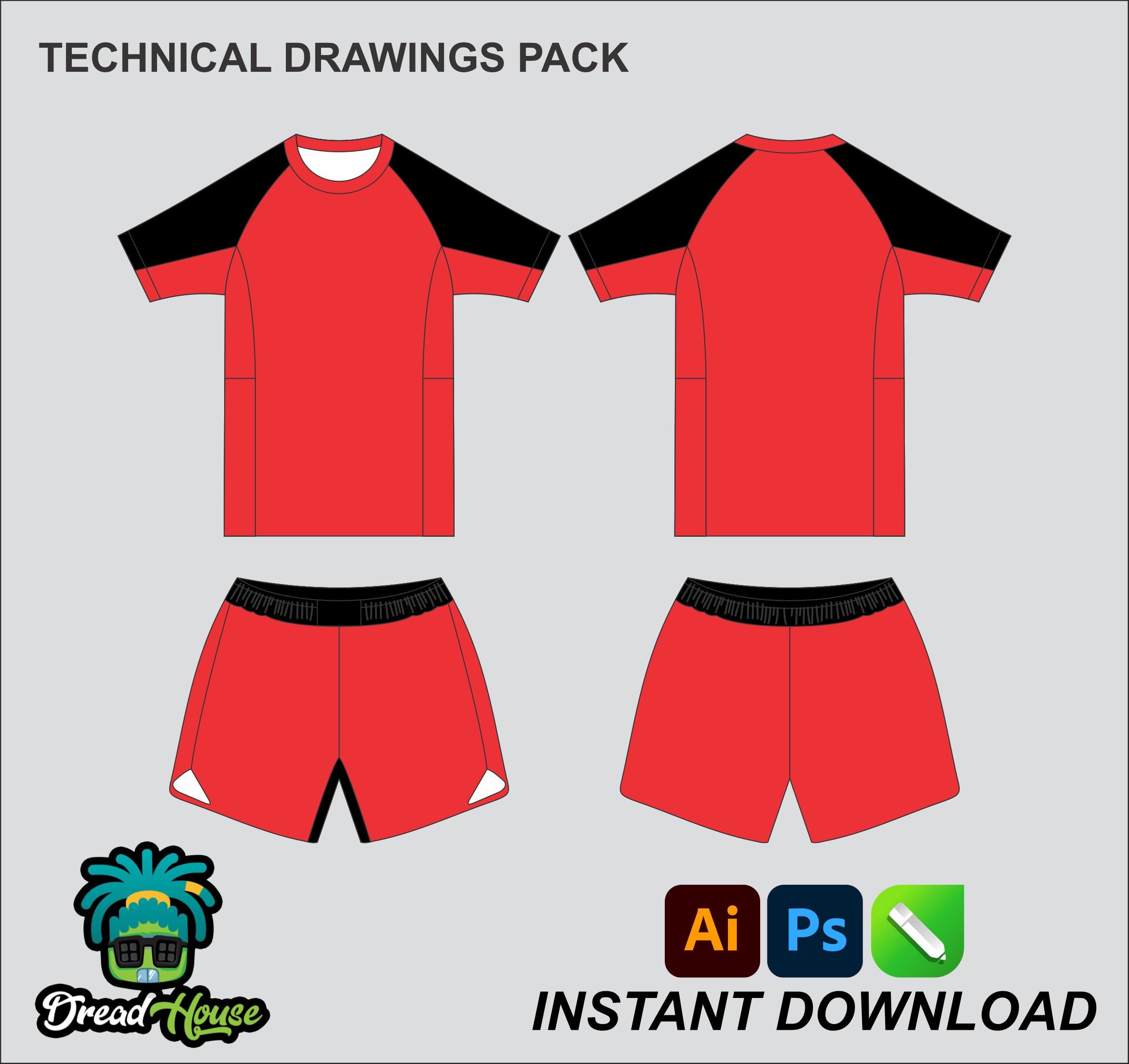 Men's Rash Guard Mock up Editable 2D Tech Pack Streetwear Clothing ...