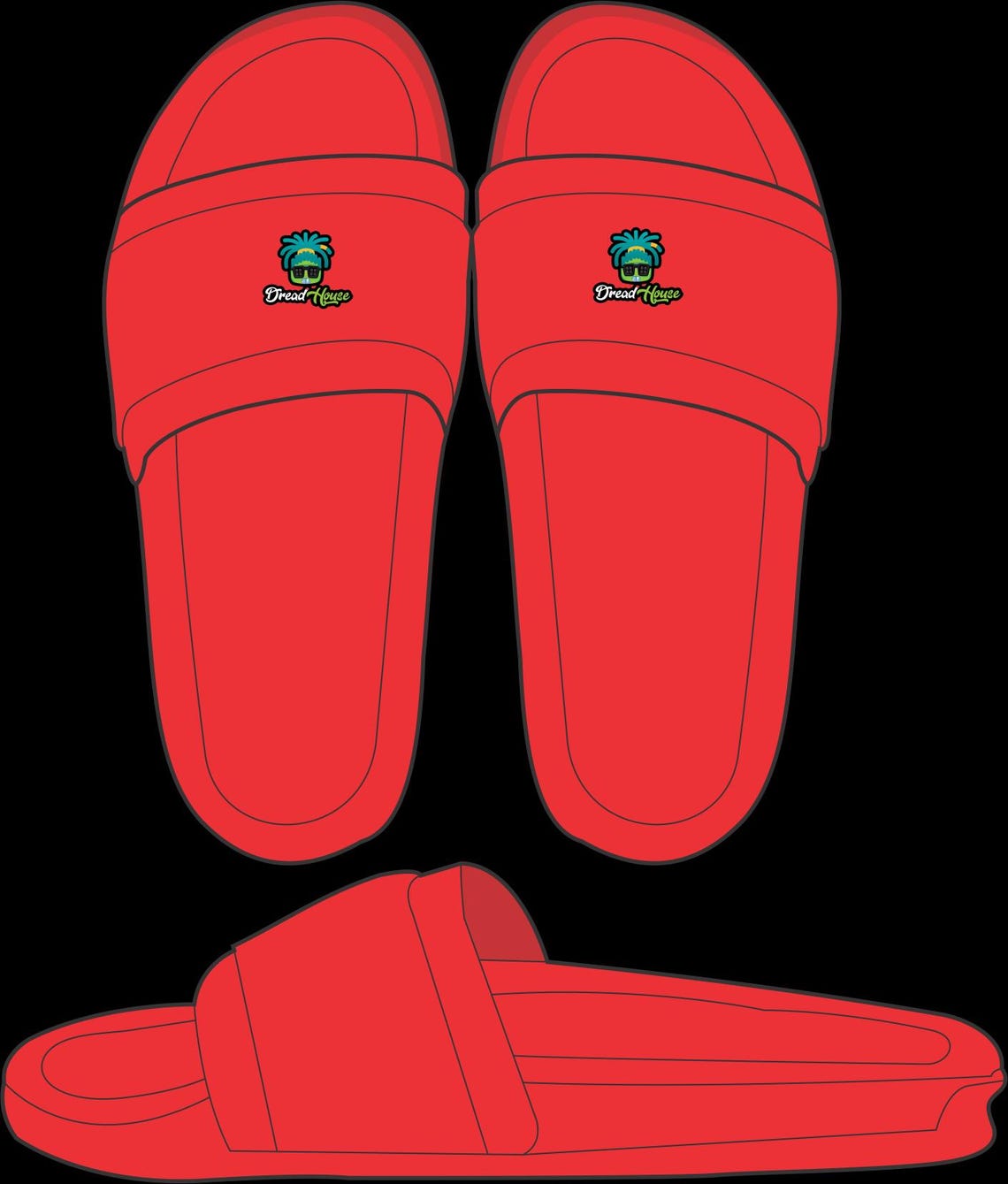 Slippers Mock up Editable 2D Tech Pack Streetwear Clothing Vector ...