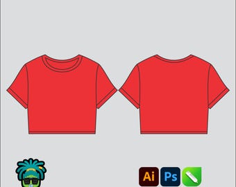 Maqueta de camiseta corta editable 2D Mbl Tech pack Ropa de calle Plantilla vectorial Corte ancho Archivos Adobe Illustrator, PNG, SVG, PDF, cdr