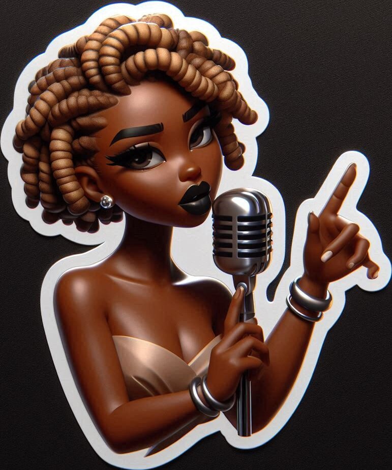 Dreadlock Loc Black Girl Singer Stickers Musician Gift Microphone ...