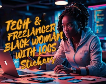 Dreadlock Stickers BlackAfrican American Loc  Tech Freelancer Professional Sticker Entreprenuer Brown Skin Girl Lady Business Woman 50 Pack