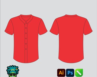 Maqueta de camiseta de béisbol Paquete tecnológico 2D editable Plantilla vectorial de ropa urbana Ajuste ancho Archivos Adobe Illustrator, PNG, SVG, PDF, CDR