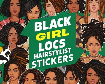100 Loctician Hairstylist Stickers Loc'd Black Girl Natural Hair Loc Sticker Collection Black Woman Loc Specialist Afro Black Locs Hair Gift