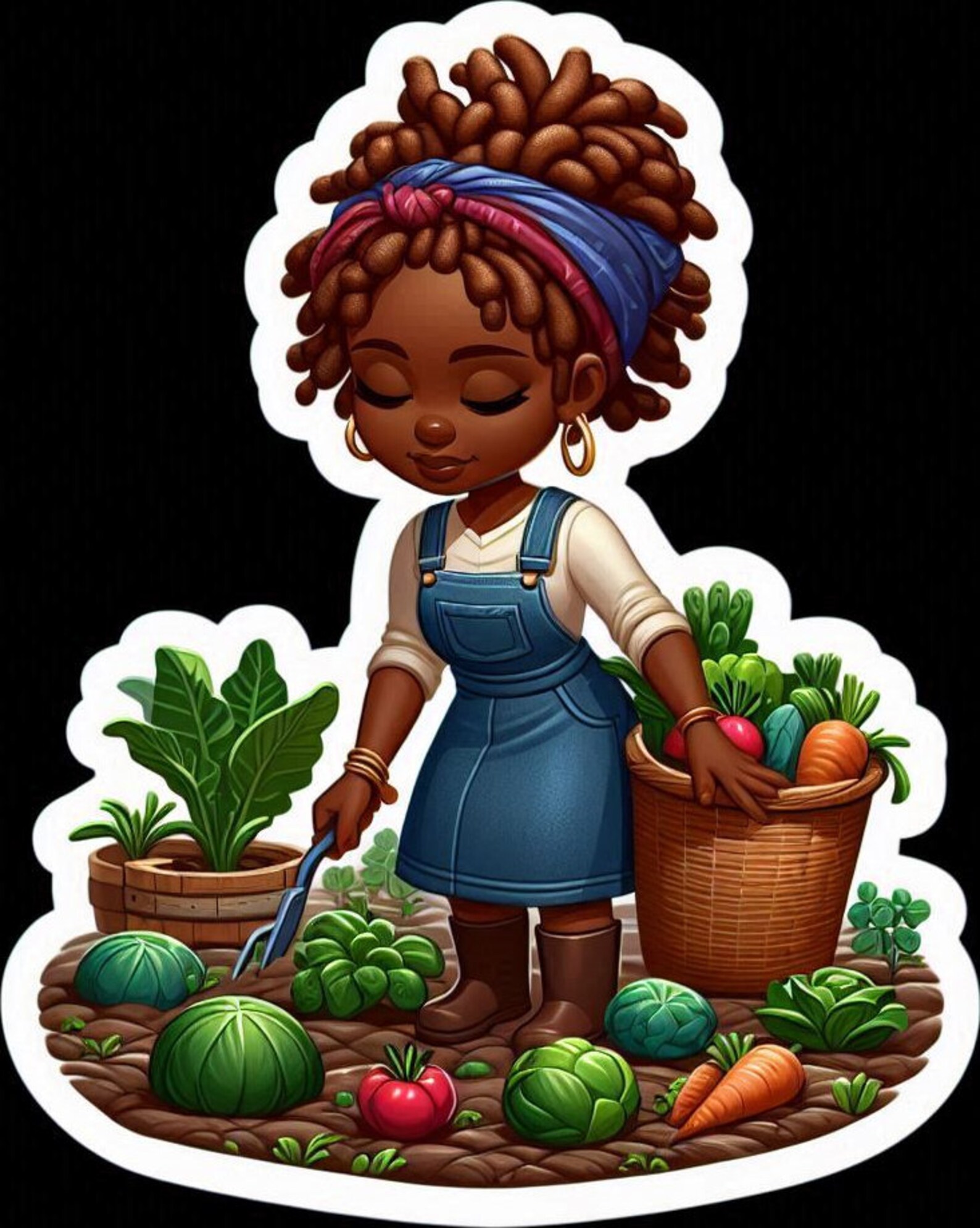 Dreadlock Stickers Loc Black Farmer Girl Gardening Sticker Afro Dreads ...