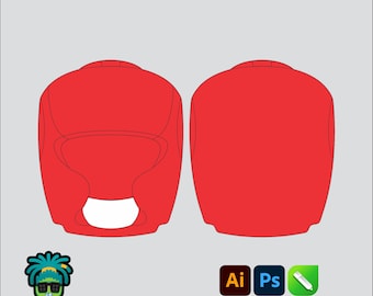 Boxing Head Gear Mock up Editable 2D Mbl Tech pack Streetwear Clothing Vector template Wide fit Adobe Illustrator, PNG, SVG, PDF,cdr Files