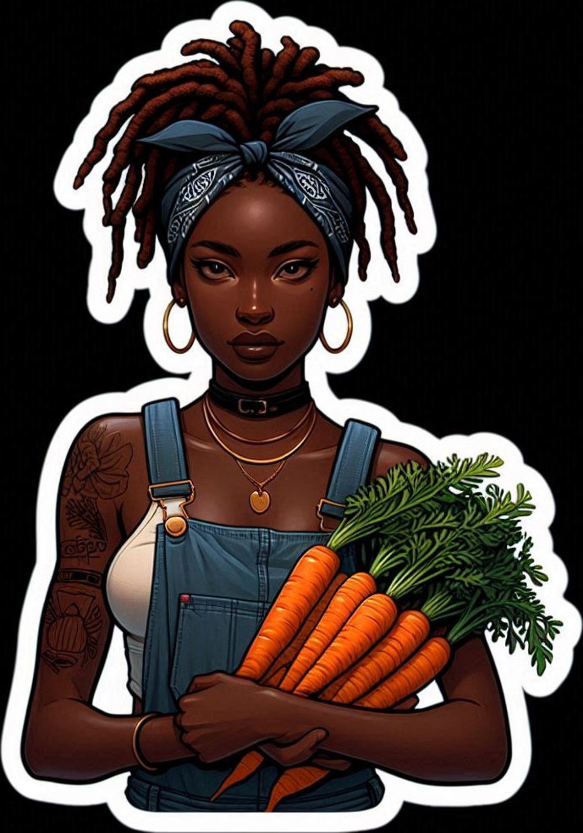 Dreadlock Stickers Loc Black Farmer Girl Gardening Sticker Afro Dreads ...