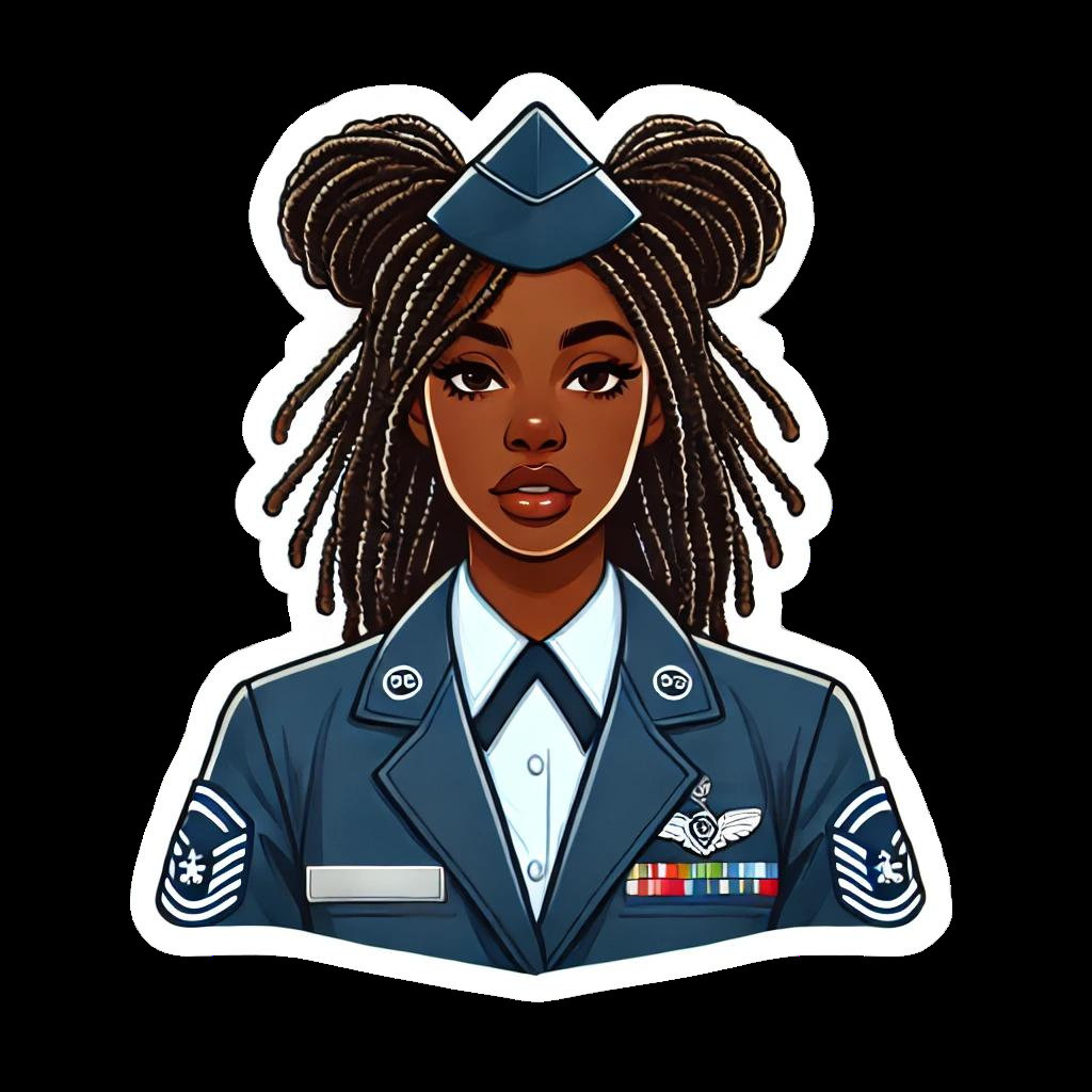 Black Girl Stickers Locs Dreadlock Military Uniform Natural Hair ...
