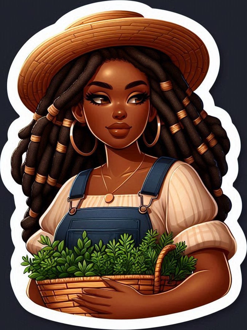 Dreadlock Stickers Loc Black Farmer Girl Gardening Sticker Afro Dreads ...