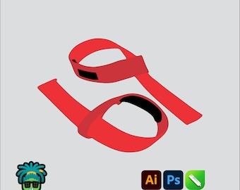 Wrist Wraps Mock up Editable 2D Mbl Tech pack Streetwear Clothing Vector template Wide fit Adobe Illustrator, PNG, SVG, PDF,cdr Files