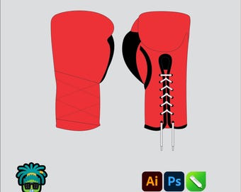 Boxing Gloves Mock up Editable 2D Tech pack Streetwear Clothing Brand template Wide fit Adobe Illustrator, PNG, SVG, PDF,cdr Files