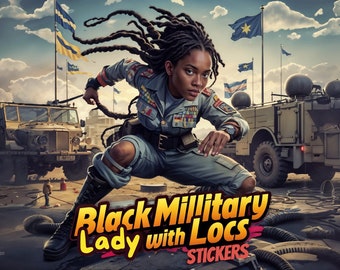Black Girl Stickers Locs Dreadlock Military Uniform Natural Hair Sticker Afro Woman Soldier Vinyl Dread Loc Army Navy Female Service Lady