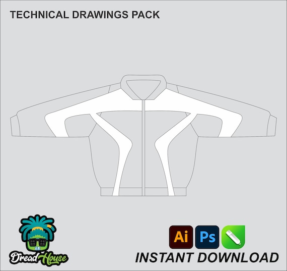 Windbreaker Jacket Mock up Editable 2D Tech Pack Streetwear