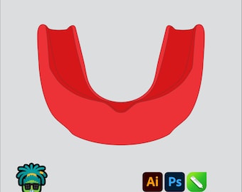 Boxing Mouth Guard Mock up Editable 2D Mbl Tech pack Streetwear Clothing Vector template Wide fit Adobe Illustrator, PNG, SVG, PDF,cdr Files