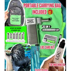 Instant Locs Machine Automatic Dreadlock Machine Make Instant Loc Extensions Instant Loc Machine Carrying Bag All (6) Sizes Loctician Gift