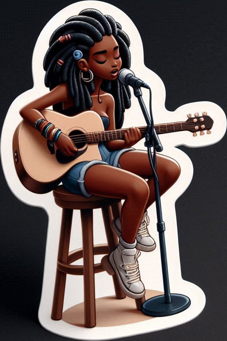 Dreadlock Loc Black Girl Singer Stickers Musician Gift Microphone ...