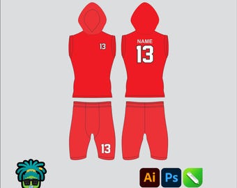 7v7 Uniform Mock up Editable 2D Mbl Tech pack Streetwear Clothing Vector template Wide fit Adobe Illustrator, PNG, SVG, PDF,cdr Files