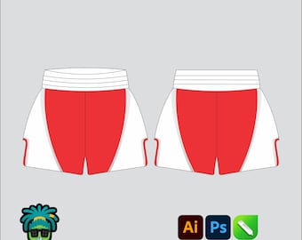 Modello di pantaloncini MMA, pacchetto tecnico 2D modificabile, modello vettoriale di abbigliamento streetwear, Adobe Illustrator, personalizza il design, file PNG, SVG, PDF, cdr