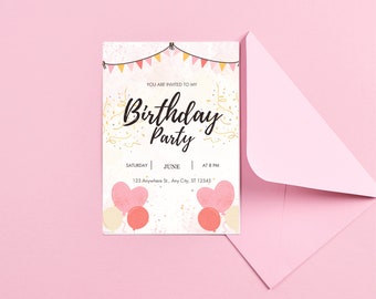 Beige and Pink Elegance: Birthday Celebration Invitation