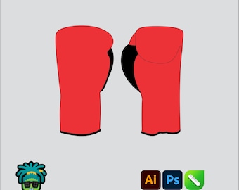 Boxing Gloves Mock up Editable 2D Mbl Tech pack Streetwear Clothing Vector template Wide Fit Kit Adobe Illustrator, PNG, SVG, PDF cdr Files