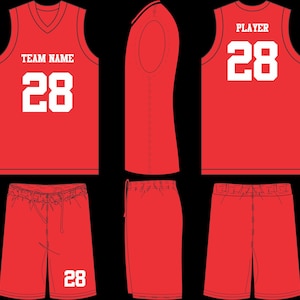 Basketball Team Uniform Jersey Mock up Editable 2D Tech pack Streetwear Clothing Vector template Adobe Illustrator PNG, SVG, PDF, cdr Files