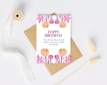 White Light Orange Pink Floral Elegant Birthday Celebration Design