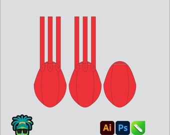 Boxing Speed Ball Bag Mock up Editable 2D Mbl Tech pack Streetwear Clothing Vector template Wide fit Adobe Illustrator, PNG, PDF, cdr Files