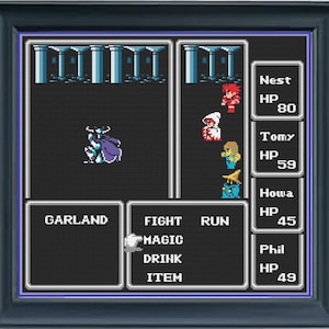 Final Fantasy 1 NES Garland Boss Fight Scene Cross Stitch Pattern PDF Download