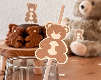 Strohhalme 10 Stk Teddy Teddybären Bären Kita Kinderzimmer Dekoration Kindergeburtstag Jubeltag