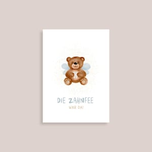 Postkarte "Die Zahnfee war da" Geschenk Zahn verloren Milchzahn erster Zahn Teddy Bär Kinder Karte Jubeltag