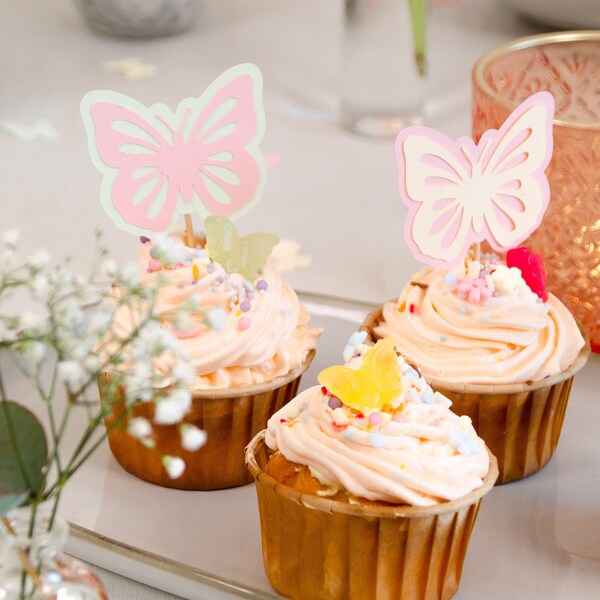 Muffin Cupcake Topper 6Stk. Schmetterling Kuchen Deko Geburtstag Jubeltag