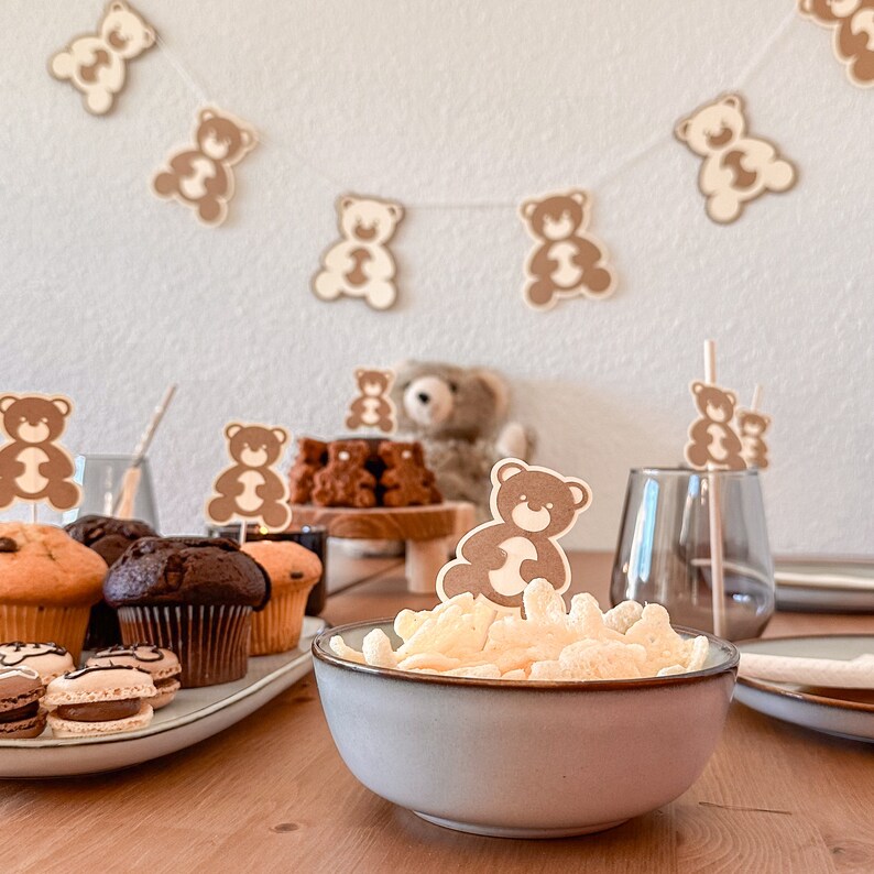 Girlande Teddybär Teddy Bär Wimpelkette Kindergeburtstag Dekoration Mottoparty Gender Reveal Jubeltag Bild 5