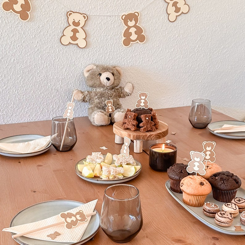 Girlande Teddybär Teddy Bär Wimpelkette Kindergeburtstag Dekoration Mottoparty Gender Reveal Jubeltag Bild 6