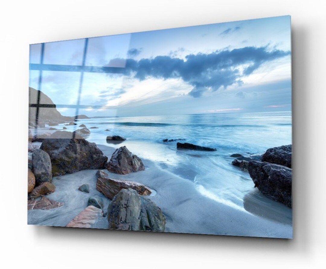 Rock on the Beach Wall Art for Bed Room Sea and Salty Water Sand Ocean