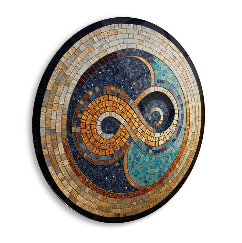 Infinity Symbol Round Ancient Mosaic Modern Art Round Glass Wall Art Home Decoration infinity Interior Design Wall Hangings image 8