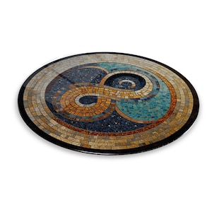 Infinity Symbol Round Ancient Mosaic Modern Art Round Glass Wall Art Home Decoration infinity Interior Design Wall Hangings image 4