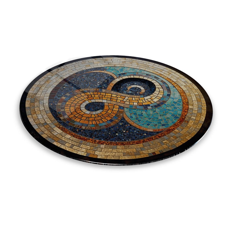 Infinity Symbol Round Ancient Mosaic Modern Art Round Glass Wall Art Home Decoration infinity Interior Design Wall Hangings image 4