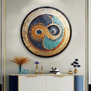 Infinity Symbol Round Ancient Mosaic Modern Art Round Glass Wall Art Home Decoration infinity Interior Design Wall Hangings image 3