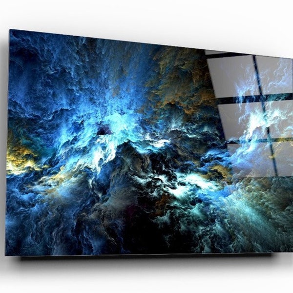 The Myth of Sky Art Glass Printing Wall Art Tempered Glass Blue Sky Art Glass Hanging For Home Decor Thunder Wall Art For House Warming