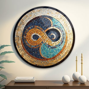 Infinity Symbol Round Ancient Mosaic Modern Art Round Glass Wall Art Home Decoration infinity Interior Design Wall Hangings image 6