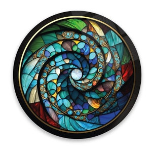 Vitray Colorful Whirlpool Eye Stylish Glass Wall Art Home Decoration House Warming Gift Interior Colorful Vortex Design Wall Hangings