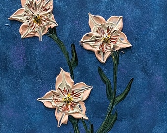 Weep for Me Sicily Flower Painting, Original Acrylic Floral Wall Art, 3D Textured Bloom Canvas, 11x14 Stretched Canvas Art