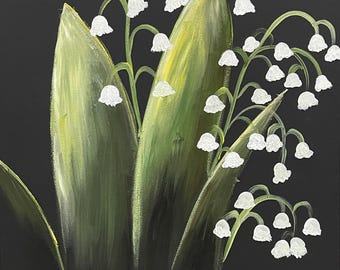 Among the Lilies Print, Lily of the Valley Wall Art, Floral Art Print, Botanical Print, Cottagecore Decor, Peaceful Nature Artwork