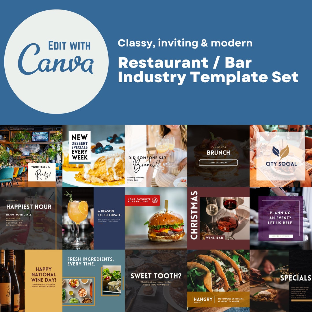 Restaurant Instagram Branding | Casual Dining Instagram Post Templates ...