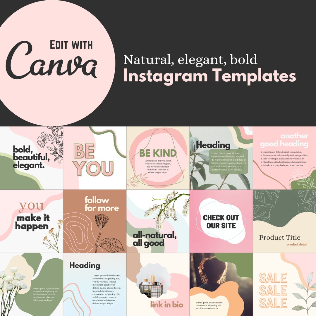 Instagram Post Template Bundle | Pastel Themed | Natural, Elegant ...