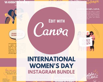 International Women's Day Instagram Templates | Editable Canva Templates | 10 Instagram Posts | Happy Women's Day | Canva Instagram