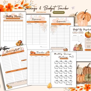 Pumpkin Themed Budget Tracker | Savings Tracker | Savings Challenge | Letter Size PDF | Instant Download