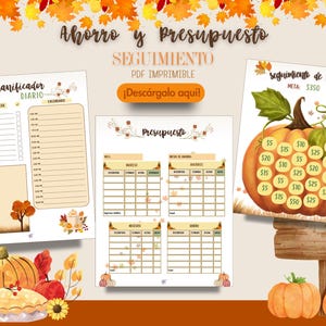 Seguimiento de Presupuesto Otoño | Seguimiento de Ahorros | PDF tamaño carta | Descarga Instantánea