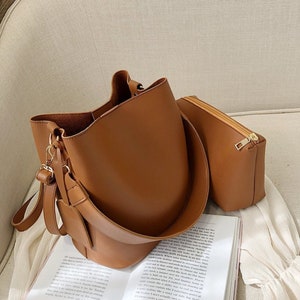2 piece Tote Bag with bag pouch, Leather Crossbody, Leather Tote Bag, Leather Hand Bag, The Tote Bag